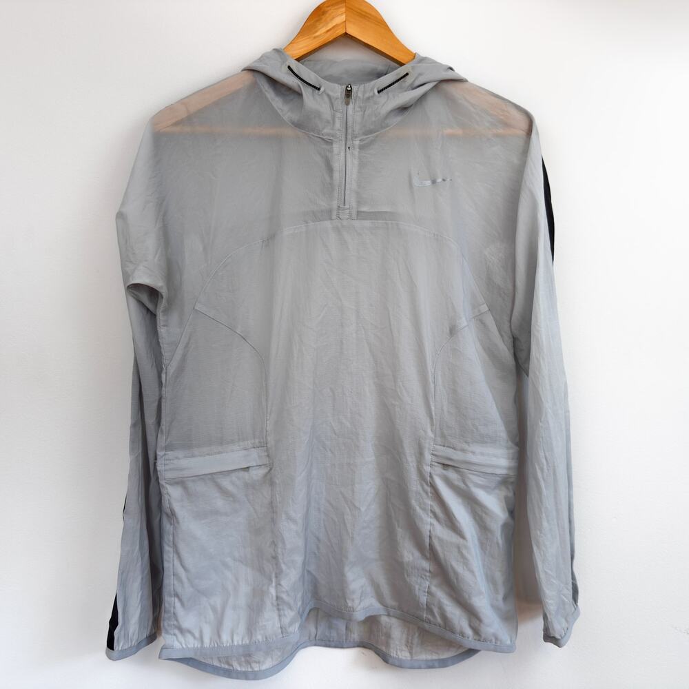 Nike Women's Jacket Size S | Transparent Woven Running Jacket Gray Reflective